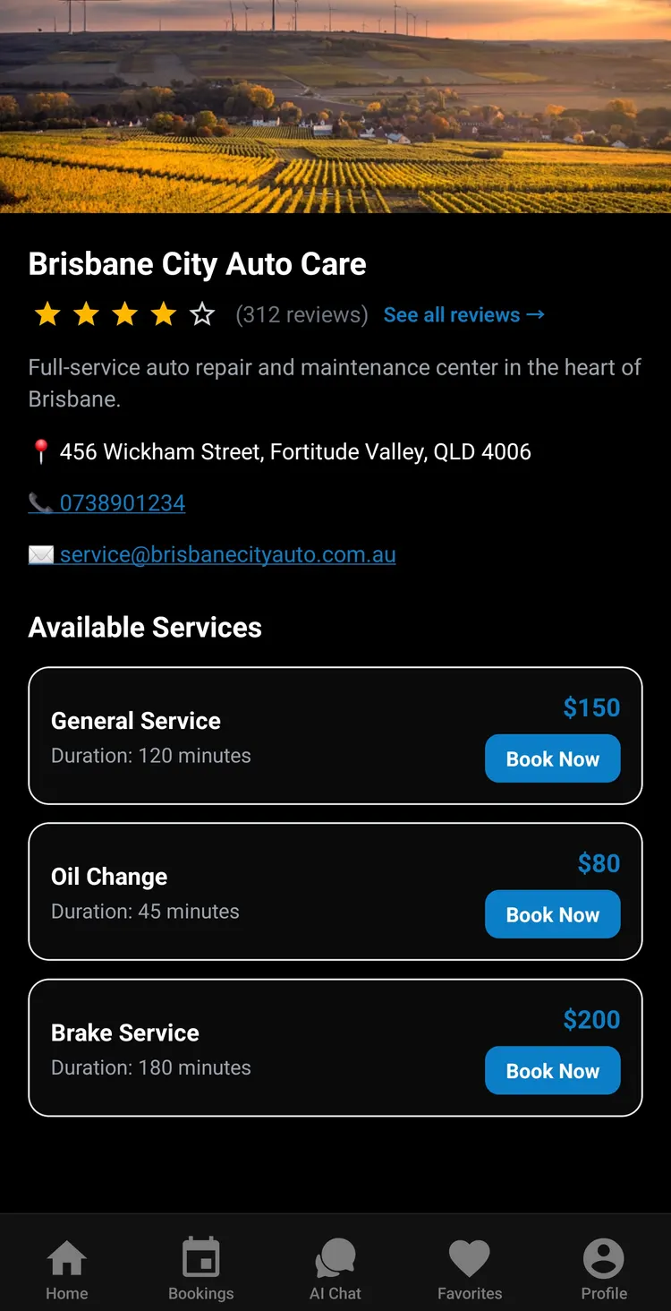 A business profile in the 1Tapp customer app