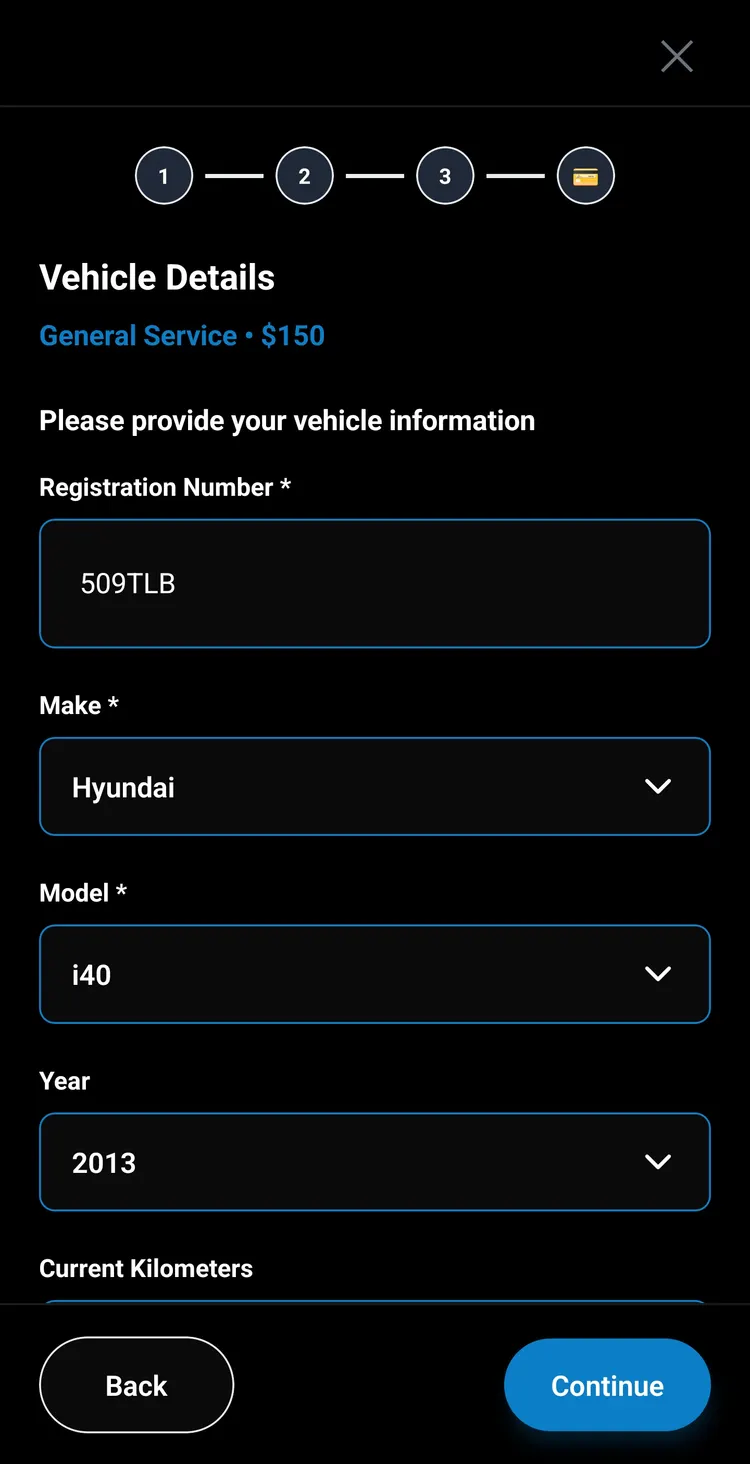 Entering booking details specific to the business type